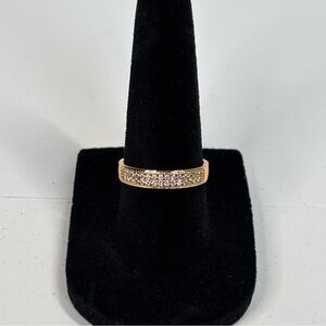 18k rose gold-plated double layer pave ring